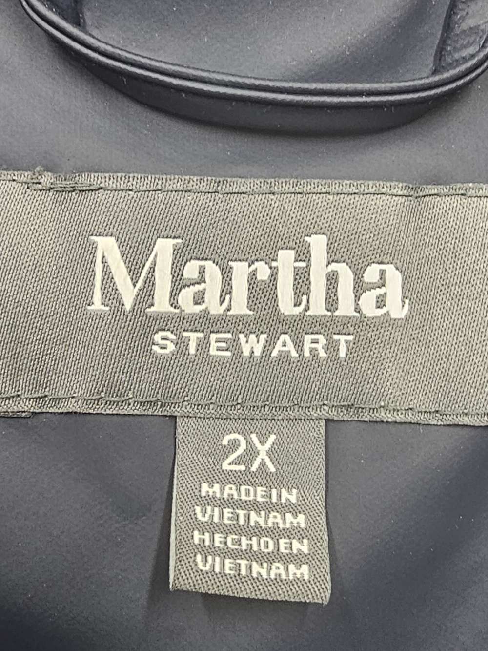 Martha Stewart 2X Long Hooded Rain Jacket Blue Waterproof Button Coat - Picture 12 of 15